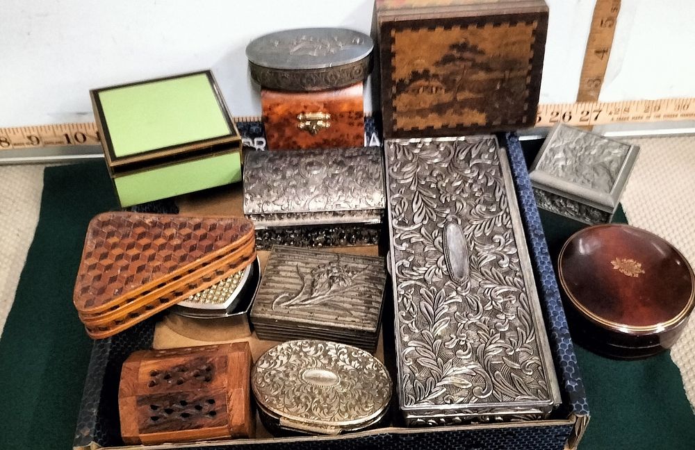Lot 270 – An Assortment of Silver Plated Wood and Enamel Decorative Boxes