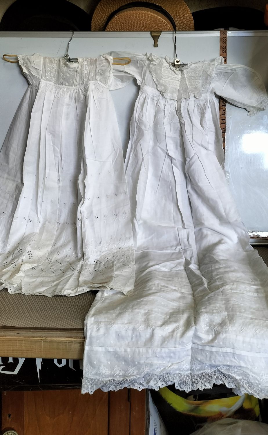 Lot 163 – Two Cotton Christening Gowns with Lace and Embroidery