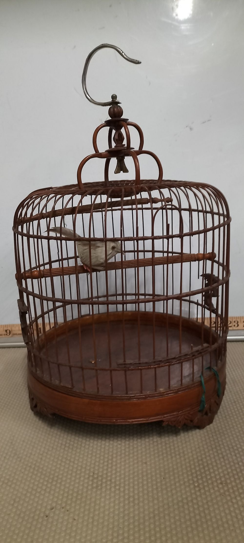 Lot 179 – A Chinese Carved Bamboo and Wood Circular Birdcage