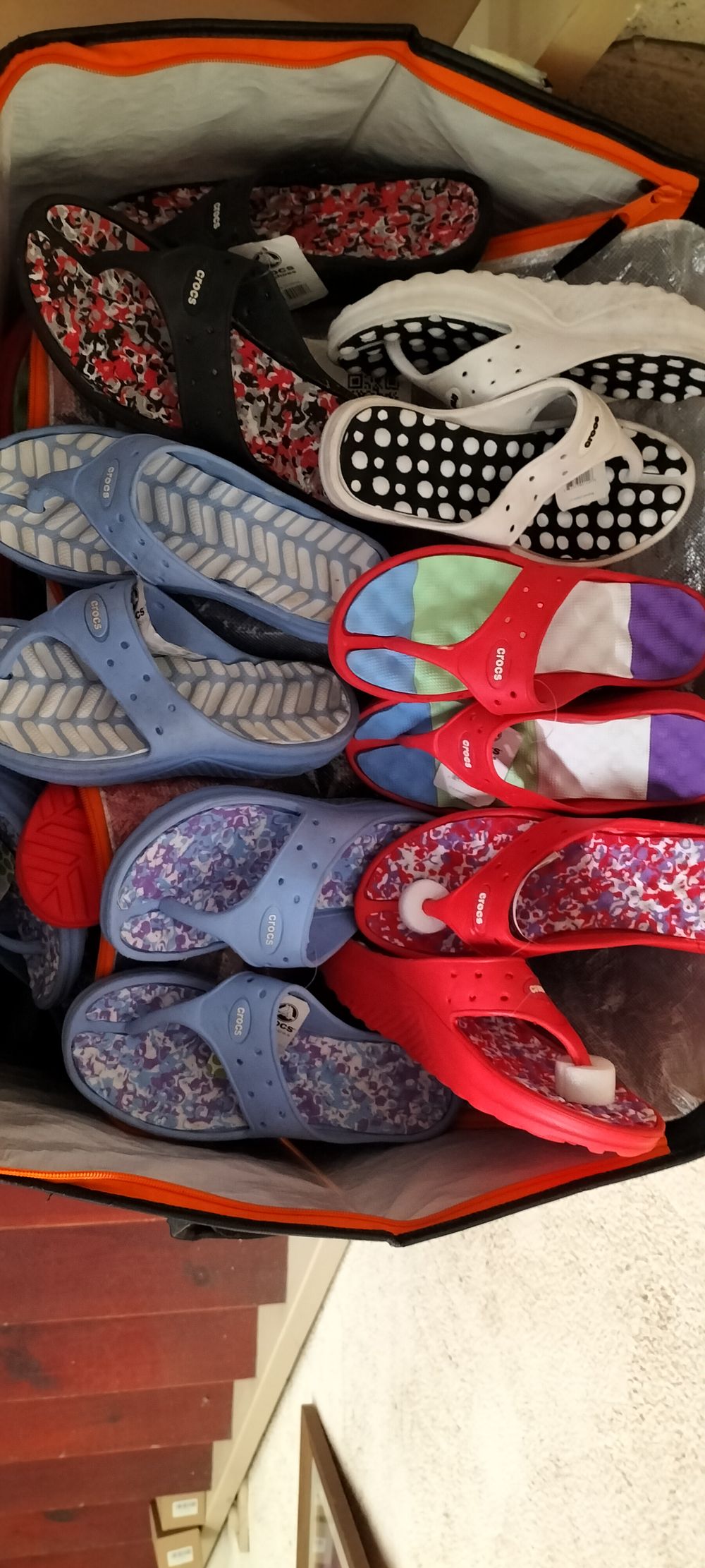 Lot 190 – A Collection of Brand new Crocs Synthetic Patterned Thong Sandals