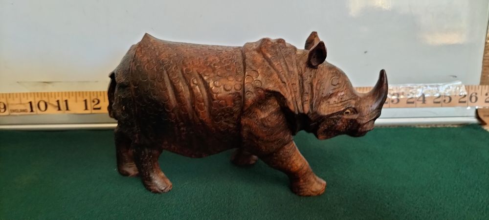 Lot 23 – A Hand Carved Wooden Indian Rhinoceros Sculpture