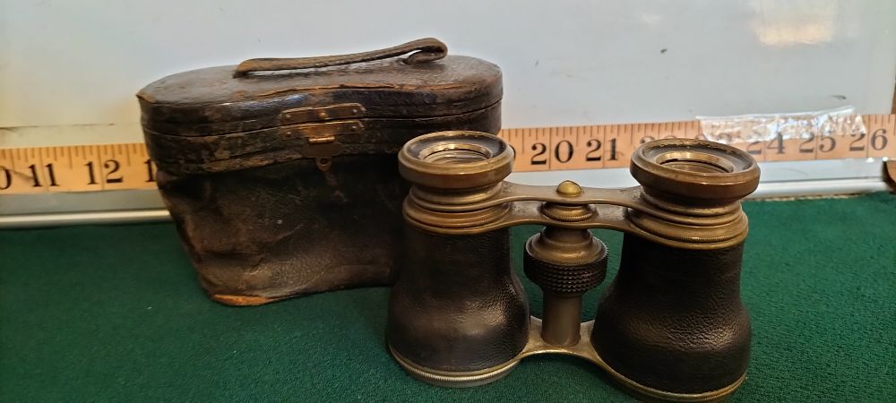 Lot 25 – Brass and Leather Field Glasses with Fitted Case