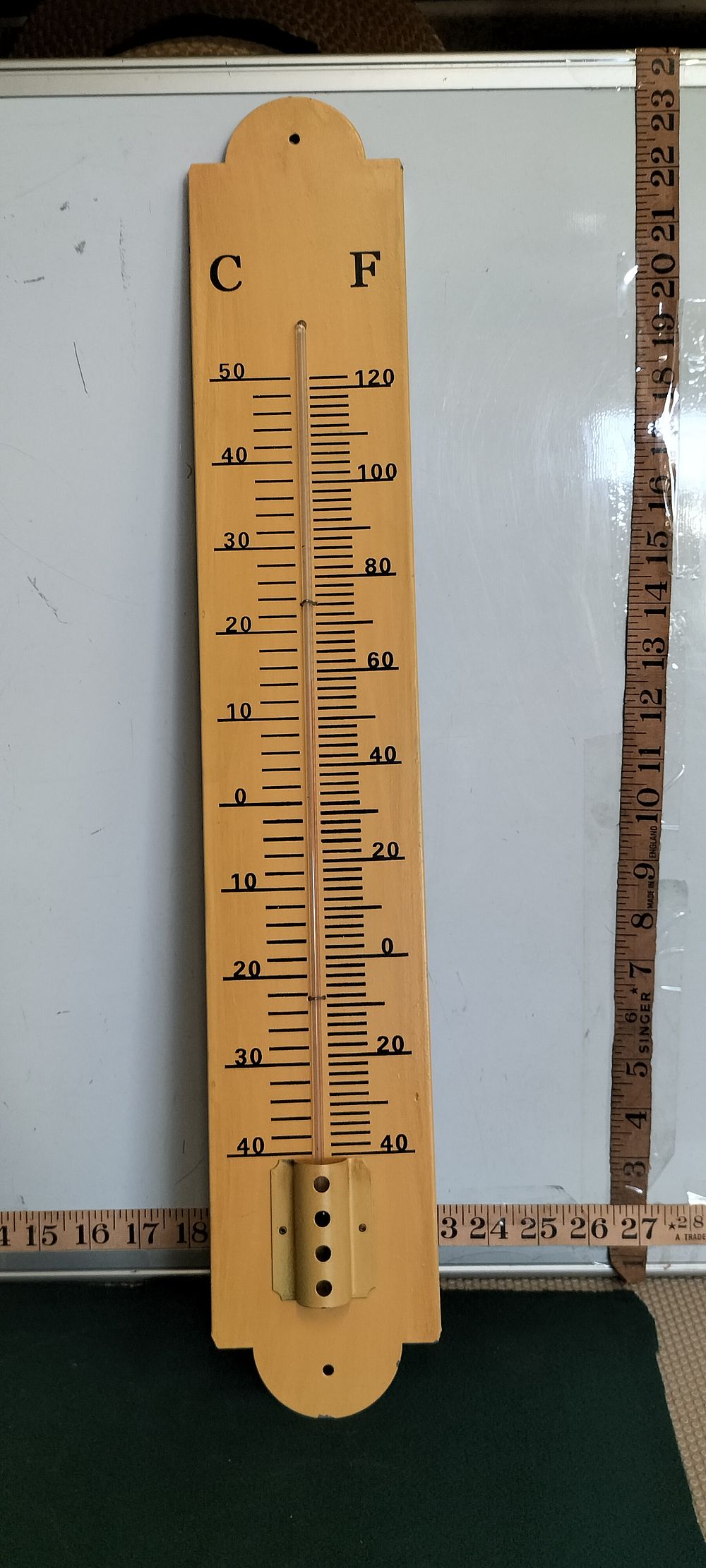 Lot 32 – A Vintage Large Wood Vertical Spirit Thermometer