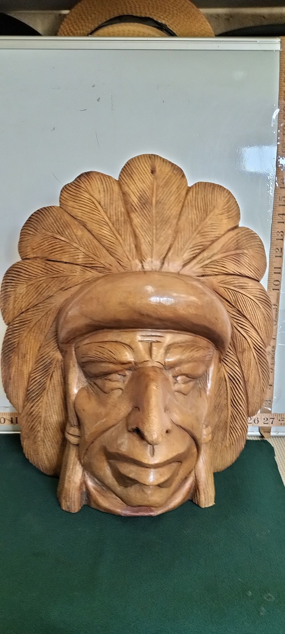 Lot 33 – A Wood Carved Native American Chief Wall Sculpture