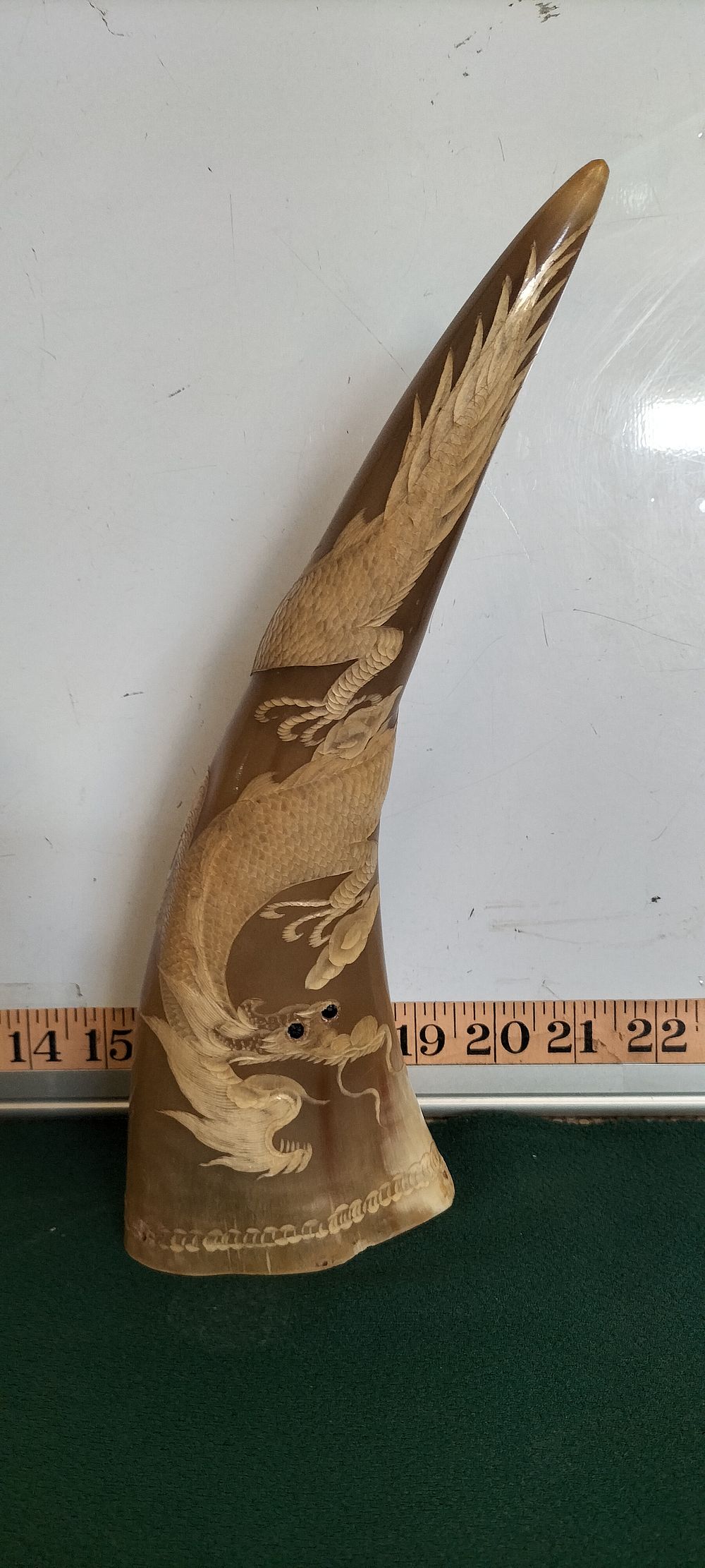 Lot 35 – A Carved Buffalo Horn Dragon Sculpture