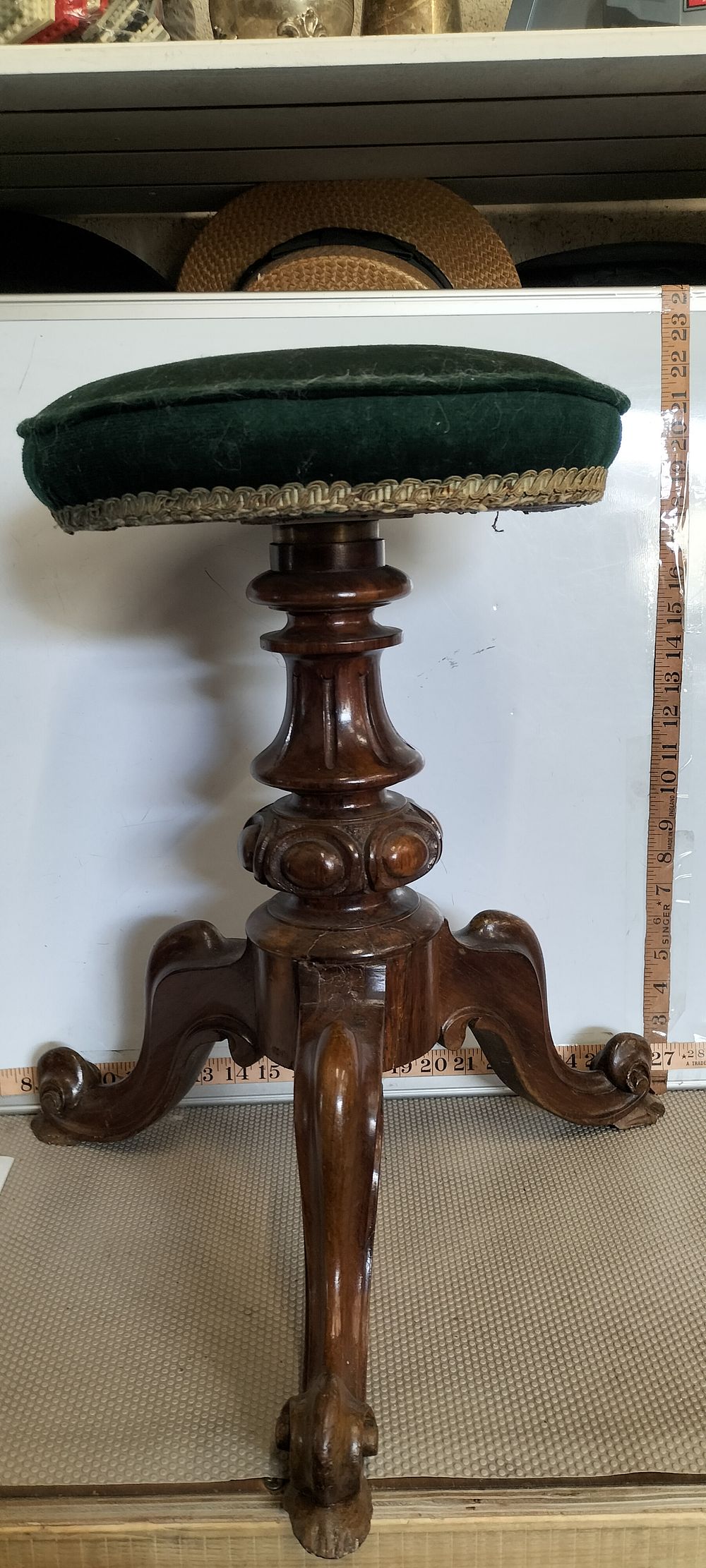 Lot 48 – A Victorian Carved Walnut Revolving Piano Stool