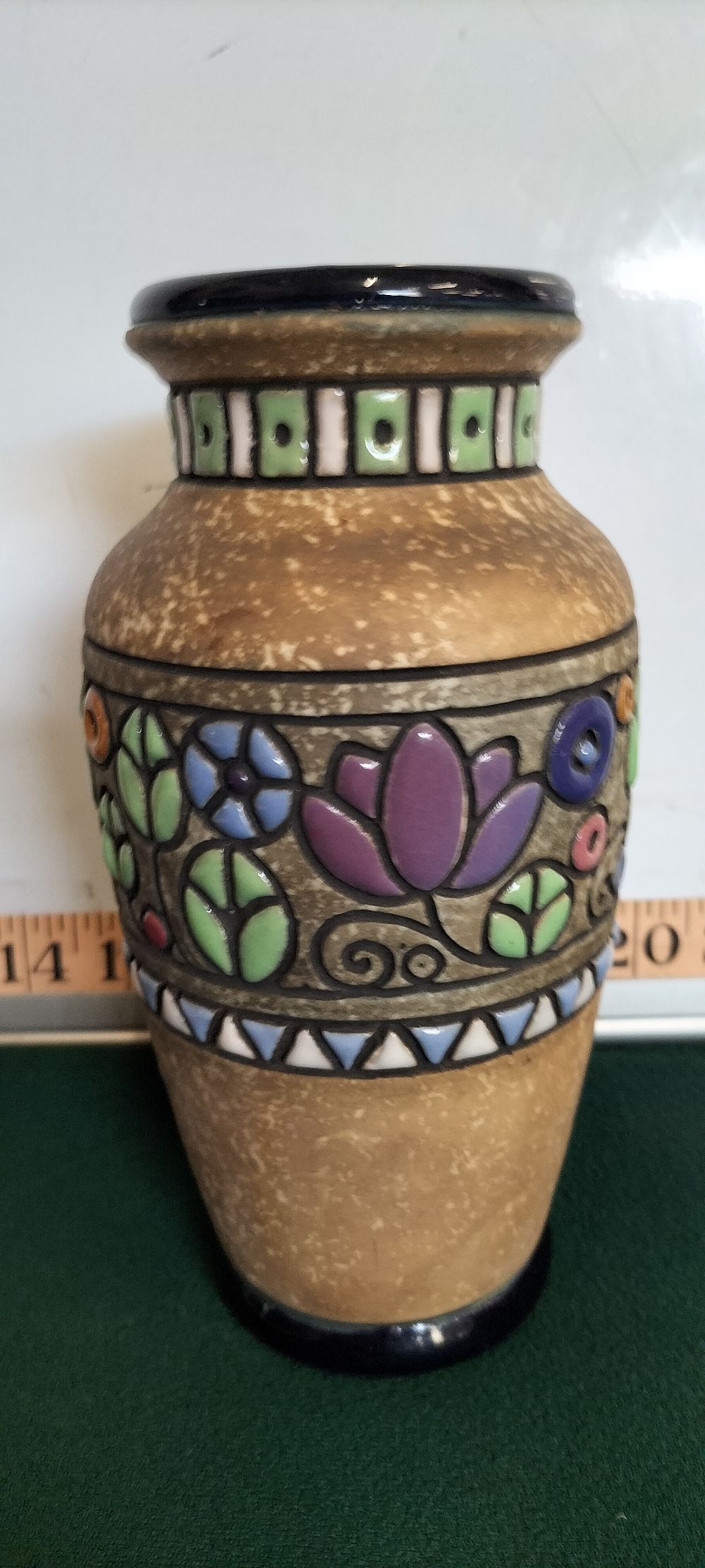 Lot 51 – An Earthenware Art Deco Tubelined Bird and Floral Motif Vase