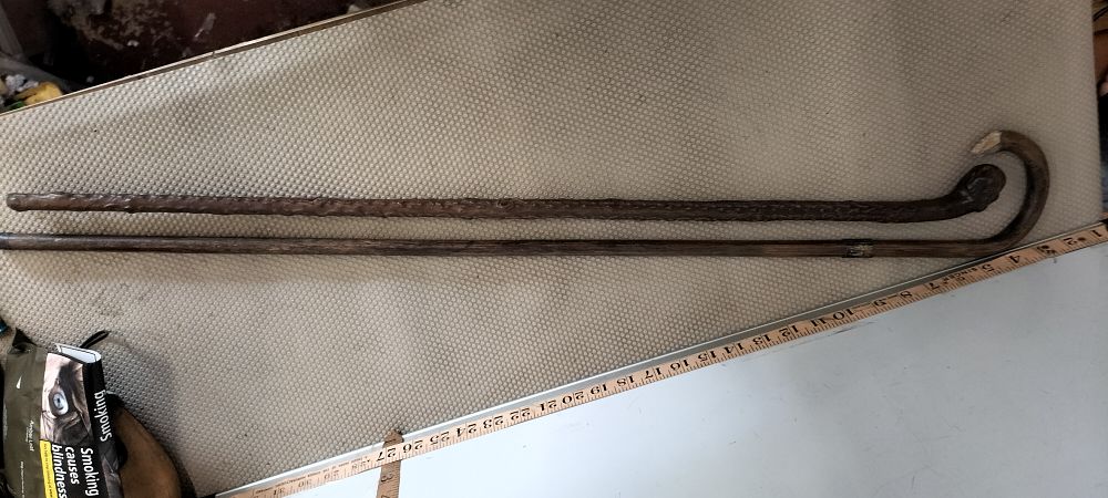 Lot 67 – Silver and Wood Two Walking Canes, Birmingham 1919
