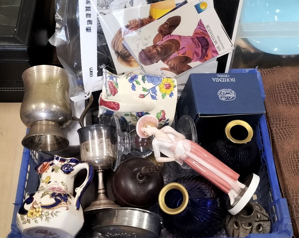 Lot 96 – An Assortment of Ceramics Glassware and Metalware with Signed Ephemera