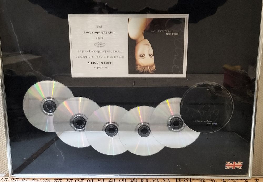 Lot 155 – Celine Dion Multi-Platinum Multi-Disc Presentation Award to Eliot Kennedy 1998