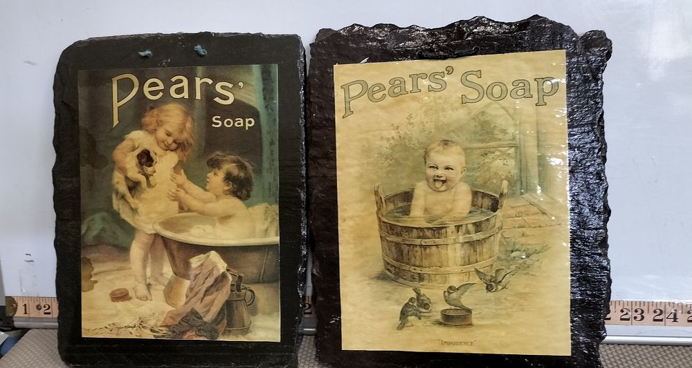 Lot 162 – Two Slate Mounted Pears Soap Advertising Plaques