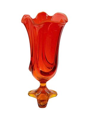 Viking Epic Drape Large MCM Vase, 14". Swung glass in persimmon color, or amberina - the orange 