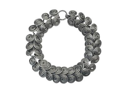 Sterling Silver Spiral Link Bracelet ~ 33.7 grams. Artistic silver spiral scrolls make up the 