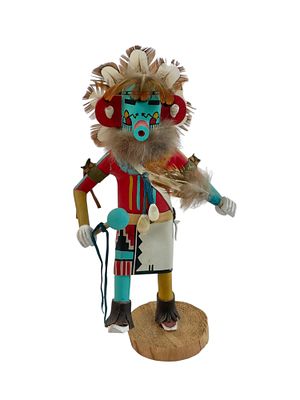 Badger Kachina Doll Signed ADM, 10". Native American handmade doll, neatly detailed with 