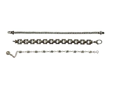 Elephant Bracelet, CZ Tennis Bracelet, Link Bracelet, All Sterling ~ 37.2 grams. 3 silver 