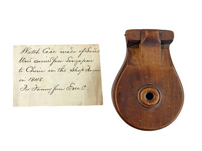 Pocket Watch Case with 1848 Ship Provenance. A handwritten provenance says: Watch Case made of 