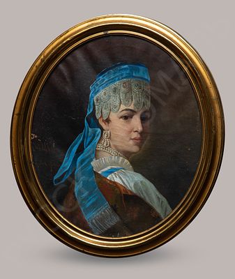 Неизвестный художник. Вольная копия с картины Ф.С. Журавлева "Портрет боярышни". 1881. 