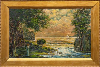 Е. Зауренбах. Италия. Морской пейзаж. 1910. Холст, масло. 65х109. Внизу справа авторские 