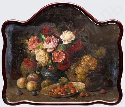 Неизвестный художник (подпись "A.Vincenti"). Натюрморт розами и фруктами. Первая 
