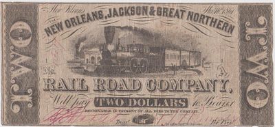 2 доллара. 1861 год. США. Брак производства. (Ошибка печати на реверсе банкноты). Железнодорожна 
