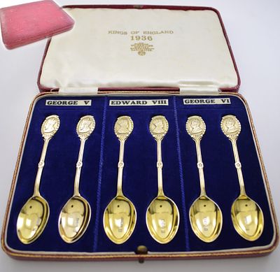 Набор из шести ложек &laquo;Три короля&raquo;. Серебро 925 пробы. Золочение. Англия. Бирмингем.1936 год. 