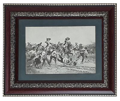 Литография "Кавалерийская атака". . Бумага. В раме со стеклом. Россия. XIX век. 
Размеры рамы: 