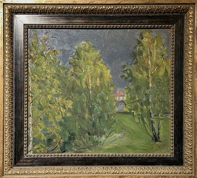 Боскин Михаил Васильевич (1875-1930)
Пейзаж с березами. Материал: картон, масло 
Время: 1910-е 