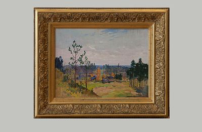 Гужавин Михаил Николаевич (1888–1931) 
&laquo;На родине Калевалы&raquo;. 1929 год. 
Фанера, масло. 
Размер: 