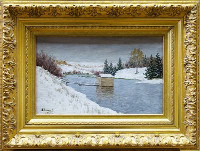 Бакшеев Василий Николаевич (1862–1958) 
&laquo;Зимний пейзаж&raquo;. 1904 год. Холст, масло. 
Размер 24 