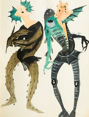 Солодовников Лев Львович (1932–2002)
Эскиз костюмов. . 1970-е годы. 
Бумага, гуашь. 
Размер: 40 