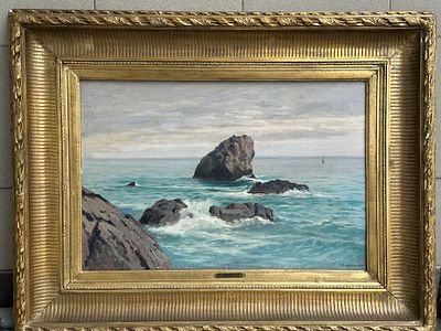 Неизвестный художник (русская школа). "Крым. Морской пейзаж со скалами". Рубеж XIX–XX веков 