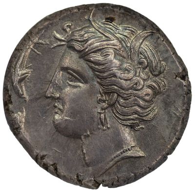 Тетрадрахма. Сицилия (Карфаген). Тетрадрахма, г. Энтела, 345-315 г.г.до.н.э. Серебро. 