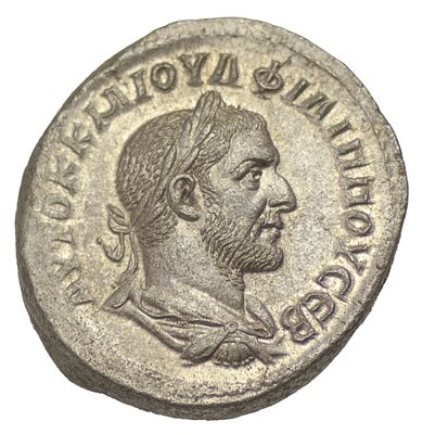 Тетрадрахма. Римская империя. Филипп I (244-247 гг. н.э.). Тетрадрахма. Чекан г. Антиохия. 