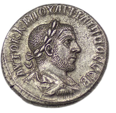 Тетрадрахма. Римская империя. Филипп I (244-247 гг. н.э.). Тетрадрахма. Чекан г. Антиохия. 