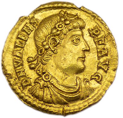 Cолид. Римская империя. Валент (364-378 гг. н.э.). Cолид. Золото. Вес 4,44 г. Сохранность – XF+.