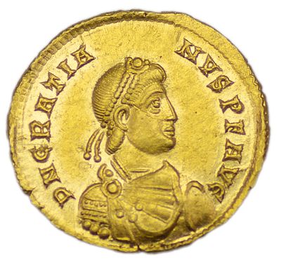 Солид. Римская империя. Грациан (367-383 гг. н.э.). Солид. Золото. Вес 4,17 г. Сохранность – UNC 
