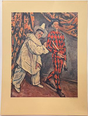 П. Сезанн. Литография с картины "Пьеро и Арлекин" (1888 г.). Германия, Лейпциг, 1961 год. 