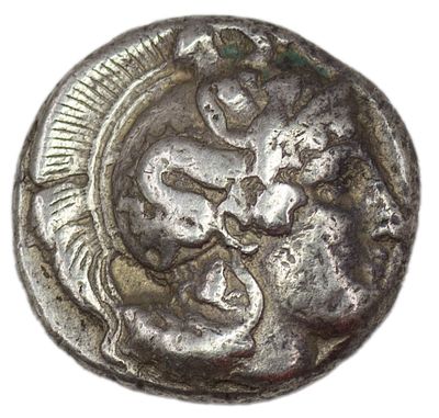 Тетрадрахма. Лукания, г. Фурии. Тетрадрахма IV в. до н.э. Серебро. Вес 15,61 г. Сохранность – VF.