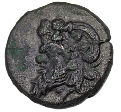 Пантикапей. Перисад I (345-310 гг. до н.э.). Обол. Медь. Вес 13,15 г. Сохранность – VF.