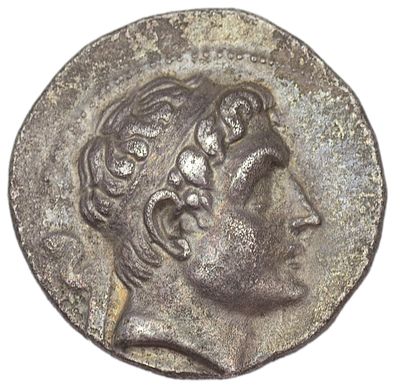 Тетрадрахма. Бактрийское царство. Евтидем I (206-200 гг. до н.э.). Тетрадрахма. Серебро. Вес 15 