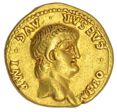 Ауреус. Римская империя. Нерон (54-68 гг.). Ауреус. Л.ст.: голова Нерона вправо внутри круговой 