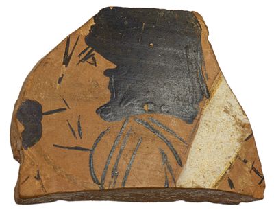 Фрагмент кремической вазы. Древняя Греция. Фрагмент кремической вазы, предположительно со сценой 