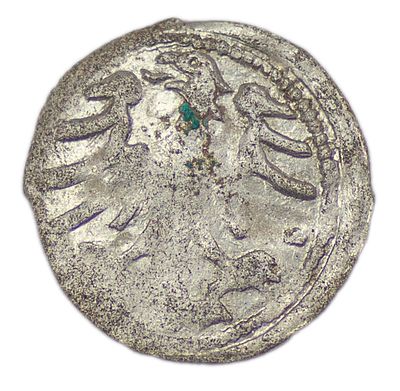 Денарий. Великое Княжество Литовское. Александр Ягелончик (1492-1506 гг.). Денарий. Серебро. Вес 