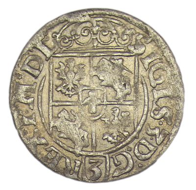 1,5 гроша. Речь Посполитая. Сигизмунд III (1587-1632 гг.). 1,5 гроша 1619 г. Быдгощ. Серебро. 