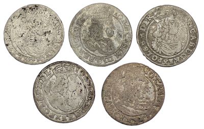 Подборка из 5 монет. Речь Посполитая. Ян II Казимир (1648-1668 гг.) Подборка из 5 монет 