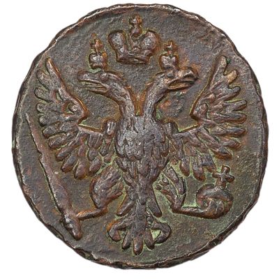 Денга 1748 г. Гурт – сетчатый. Медь. Вес 8,11 г. Сохранность – XF. Биткин №401, Уздеников №2530.