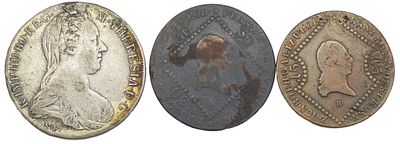Подборка из трех монет. Австрия. Подборка из трех монет: 1) Мария Терезия. Талер 1780-х. 
