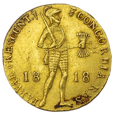 Дукат. Нидерланды. Дукат 1818 г. Имитация нидерландского дуката (подделка в ущерб обращению) 