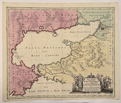 Nova Mappa Geographica Maris Assoviensis vel de Zabache et Paludis M&aelig;otidis. Карта Азовского 