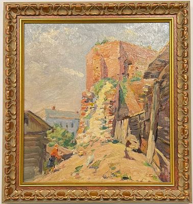 Белоусов Владимир Прокофьевич 
&laquo;В Коломенском кремле&raquo;. 1952 год. 
Картон, масло. Размер 24 х 